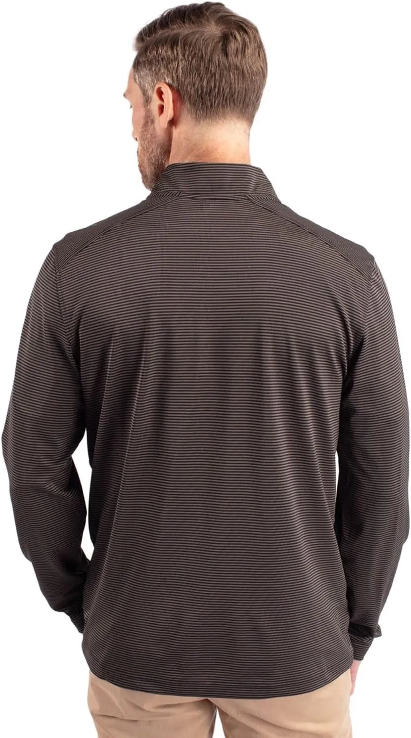 Cutter & Buck Virtue Eco Pique Micro Stripe Recycled Mens Quarter Zip