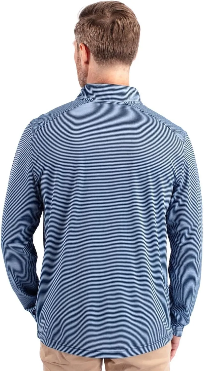 Cutter & Buck Virtue Eco Pique Micro Stripe Recycled Mens Quarter Zip