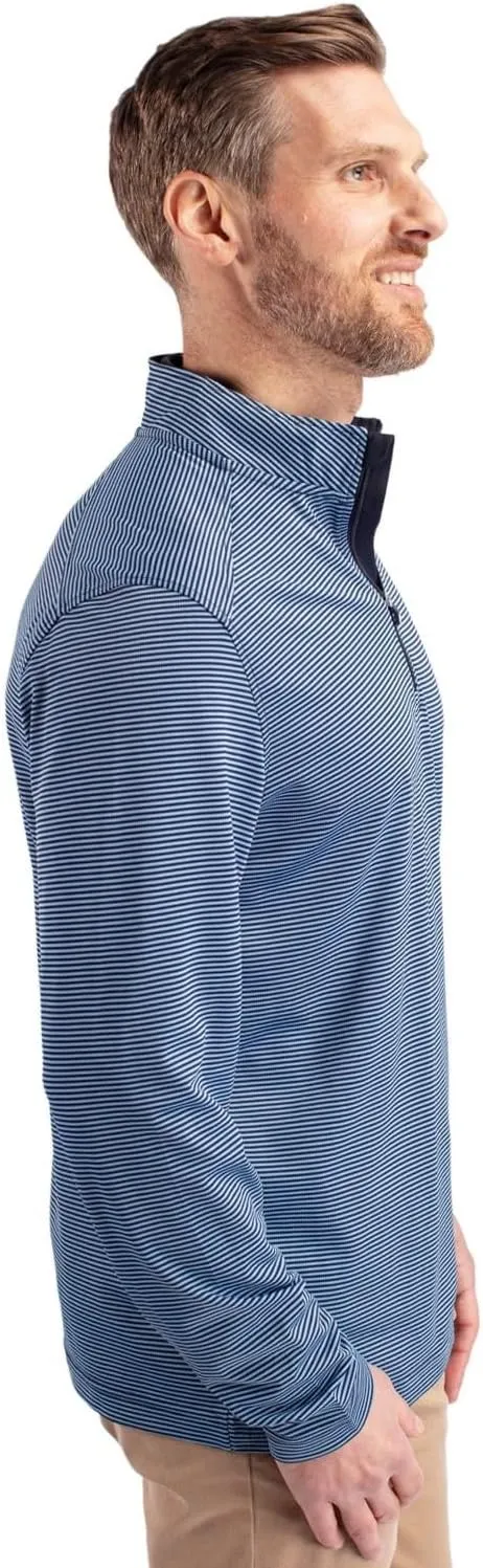 Cutter & Buck Virtue Eco Pique Micro Stripe Recycled Mens Quarter Zip