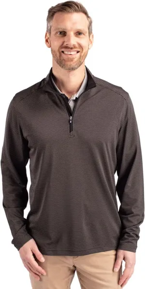 Cutter & Buck Virtue Eco Pique Micro Stripe Recycled Mens Quarter Zip