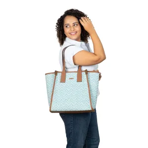 Cyan Chevron & Combo of Tote & Laptop Sleeve