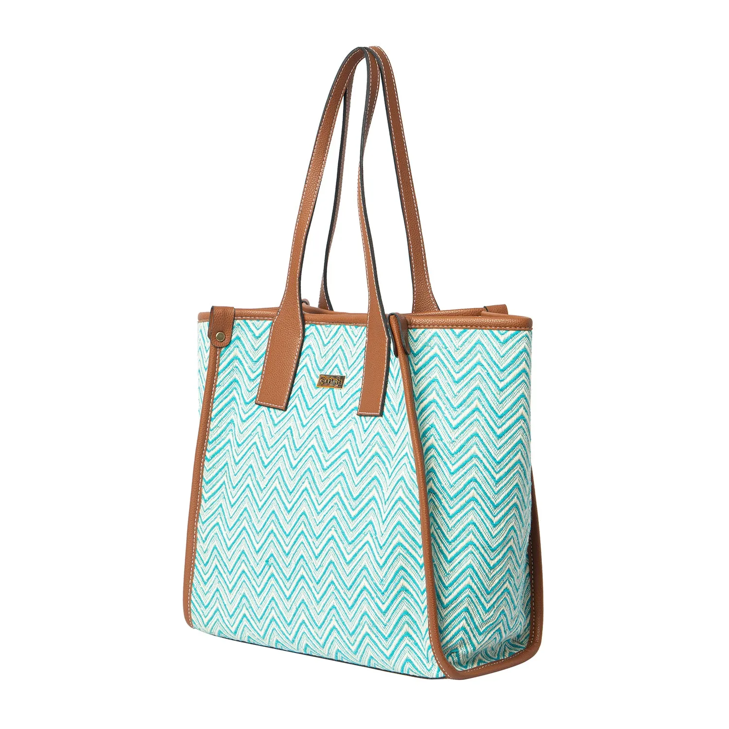 Cyan Chevron & Combo of Tote & Laptop Sleeve
