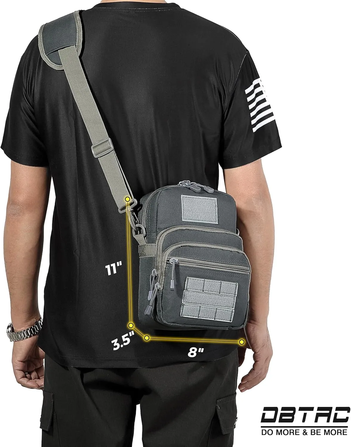 DBTAC Compact Gun Pouch w/Shoulder Strap | 3L CCW Crossbody Travel Bag Tactical Shoulder Bag w/Gun Holder, Arsenic Gray