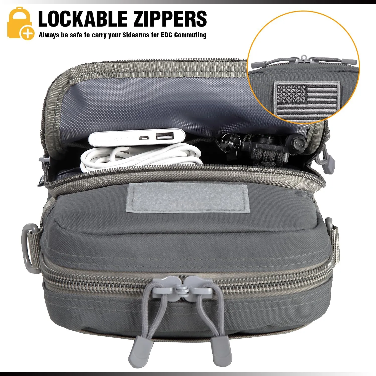 DBTAC Compact Gun Pouch w/Shoulder Strap | 3L CCW Crossbody Travel Bag Tactical Shoulder Bag w/Gun Holder, Arsenic Gray