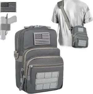 DBTAC Compact Gun Pouch w/Shoulder Strap | 3L CCW Crossbody Travel Bag Tactical Shoulder Bag w/Gun Holder, Arsenic Gray