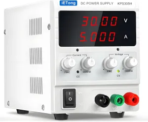 DC Power Supply Variable, 0-30V 0-5A Adjustable Switching Regulated Bench Lab Power Supply with High Precision 4-Digit LED Display for Beginners, Laboratory, School, DIY Projects,KPS305H