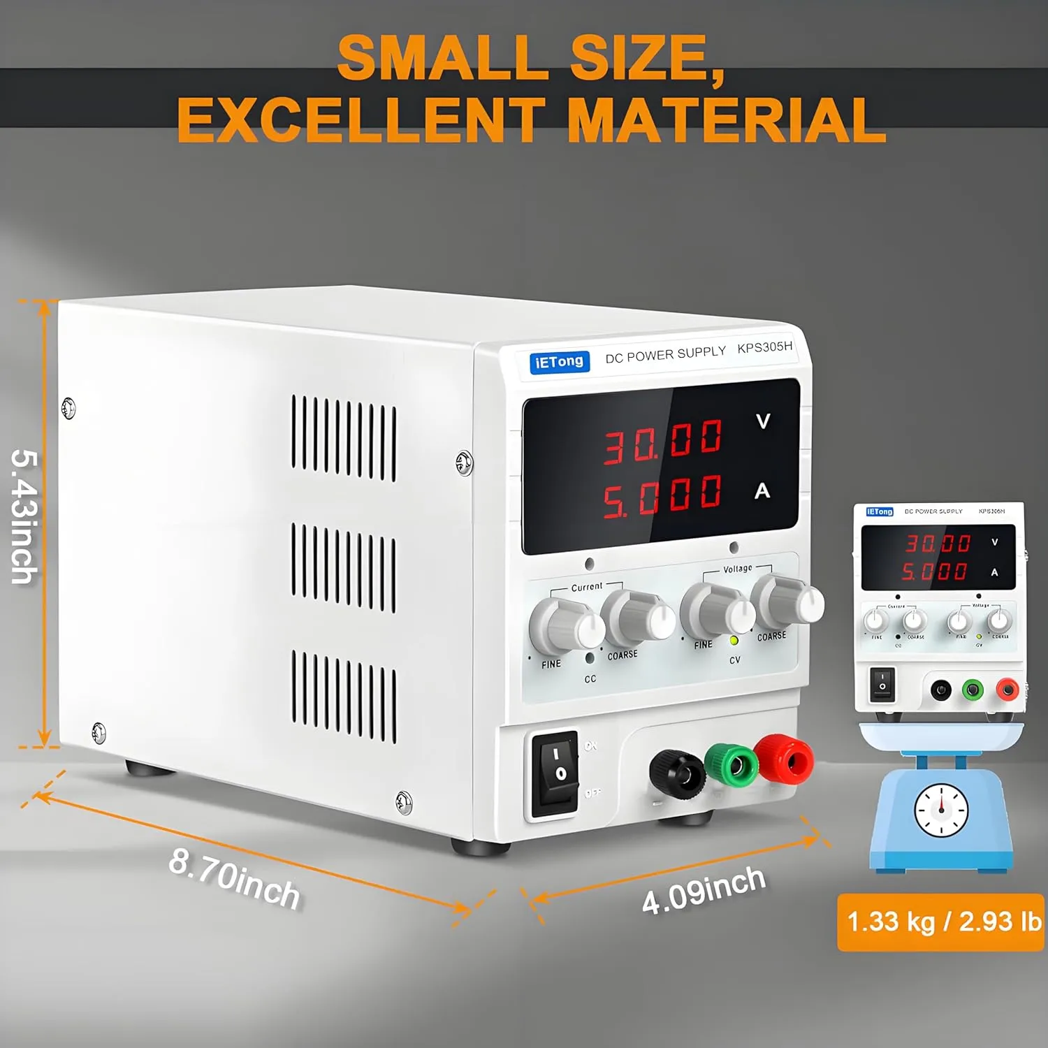 DC Power Supply Variable, 0-30V 0-5A Adjustable Switching Regulated Bench Lab Power Supply with High Precision 4-Digit LED Display for Beginners, Laboratory, School, DIY Projects,KPS305H