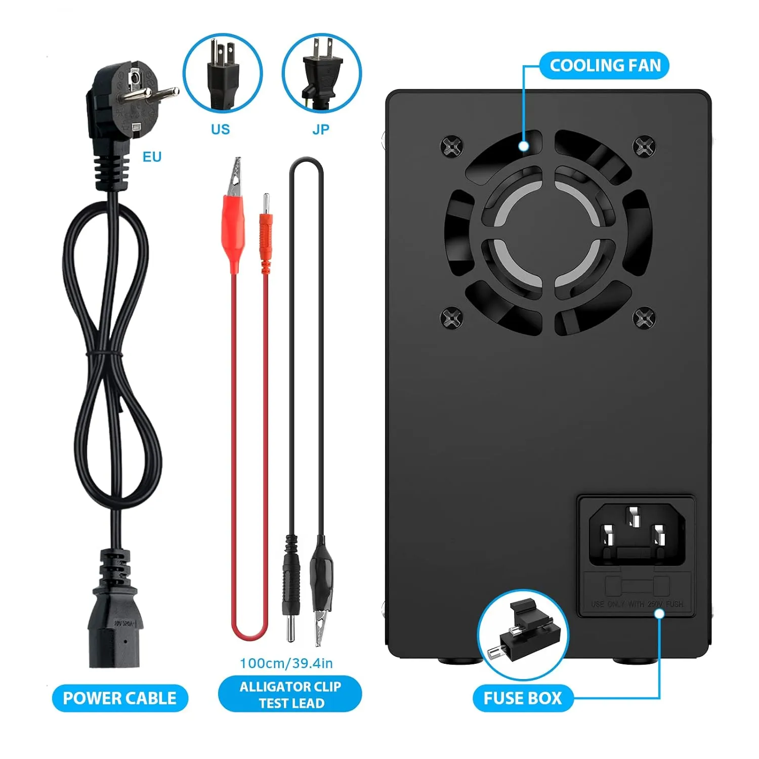 DC Power Supply Variable 30V 10A with Output Switch, Adjustable Regulated Switching Bench Power Supply with 4-Digits LED Power Display, 5V/2A USB Interface, Accurate Encoder Adjustment Knob