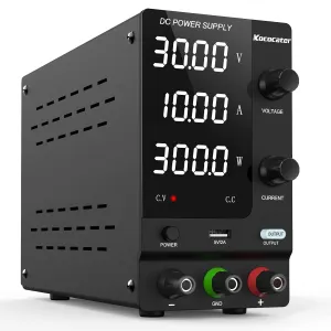 DC Power Supply Variable 30V 10A with Output Switch, Adjustable Regulated Switching Bench Power Supply with 4-Digits LED Power Display, 5V/2A USB Interface, Accurate Encoder Adjustment Knob