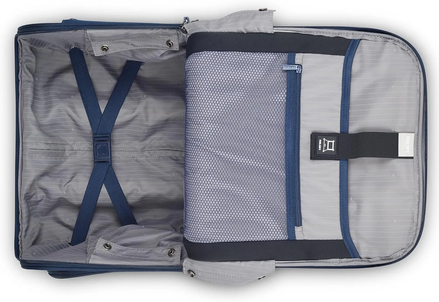 DELSEY PARIS Helium DLX Softside Luggage Under-Seater with 2 Wheels, Navy Blue, Carry on 16 Inch