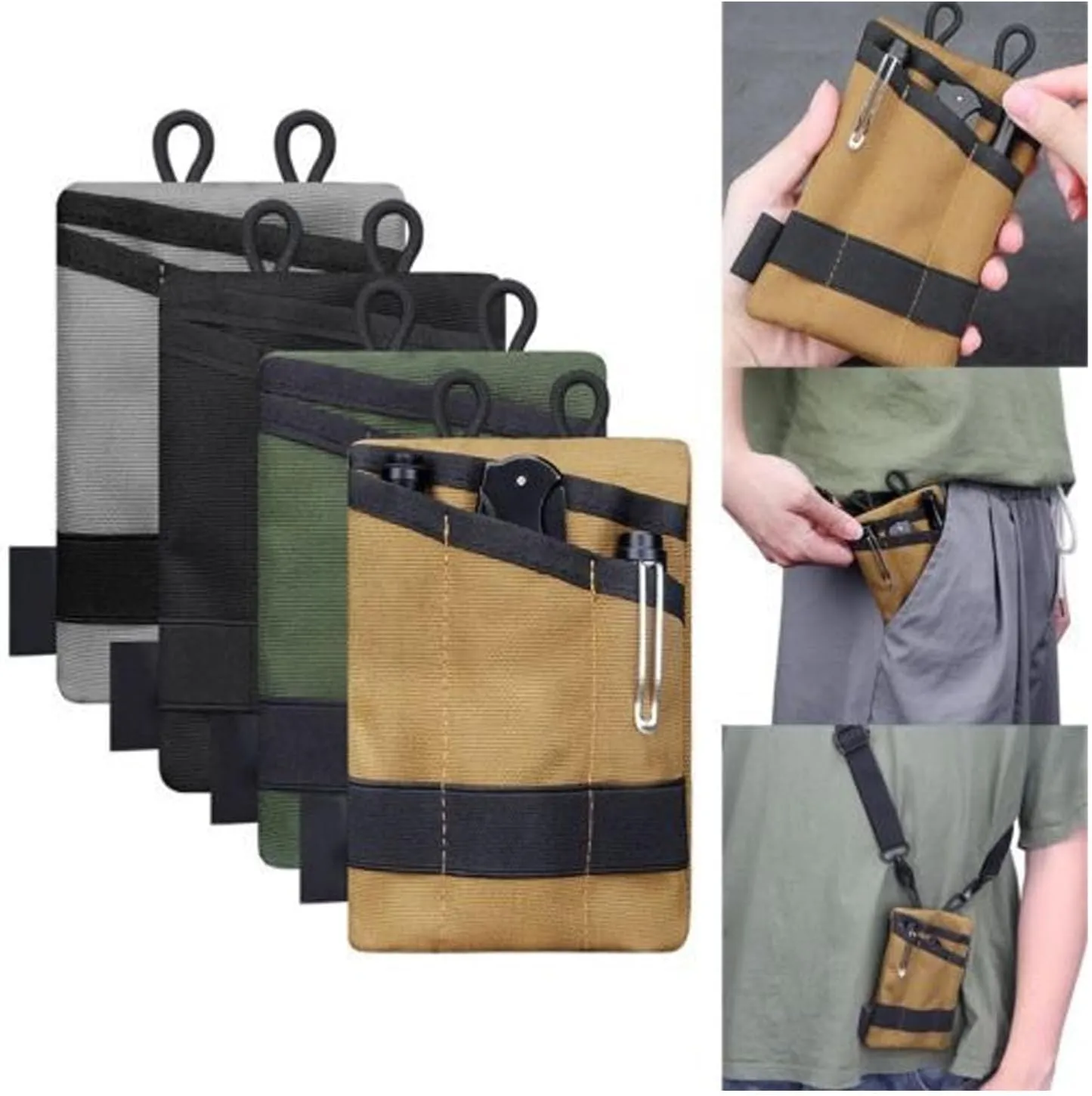 Deposit Money Bags Oxford Cloth Portable Wallet Pouches Key Card Case Holder Belt Bag Storage Pouch for Travel and Outdoor Activities (Black)