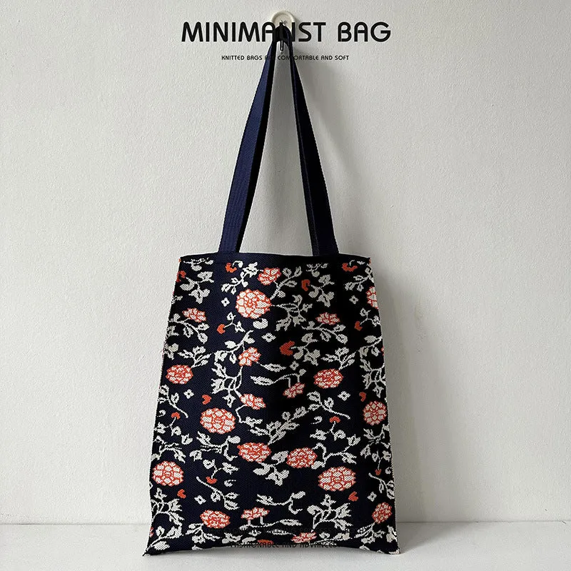 Design Cute Panda Knitted Korean Style Versatile Large Shoulder Bags