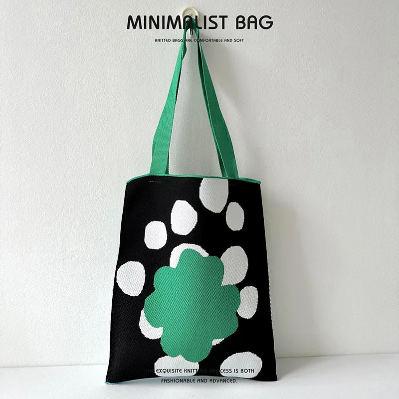 Design Cute Panda Knitted Korean Style Versatile Large Shoulder Bags