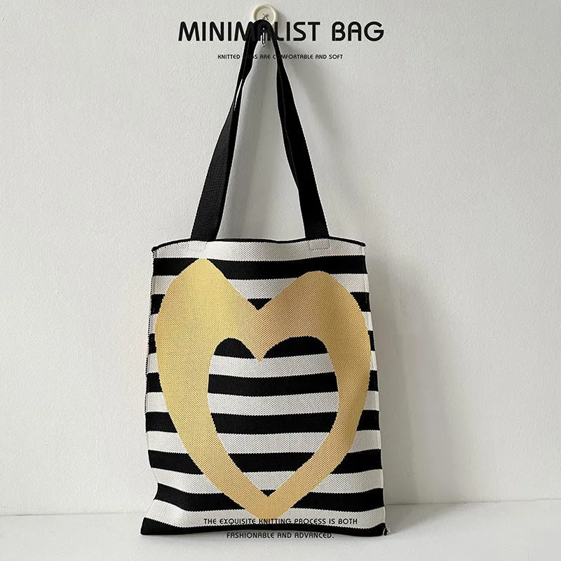 Design Cute Panda Knitted Korean Style Versatile Large Shoulder Bags