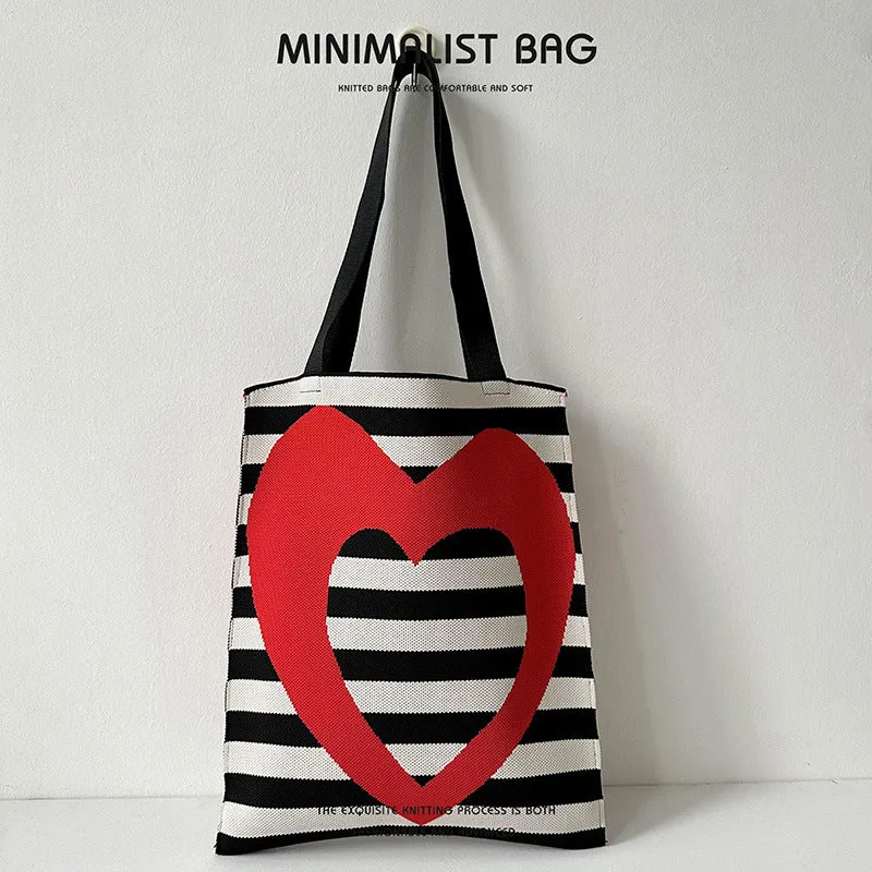 Design Cute Panda Knitted Korean Style Versatile Large Shoulder Bags