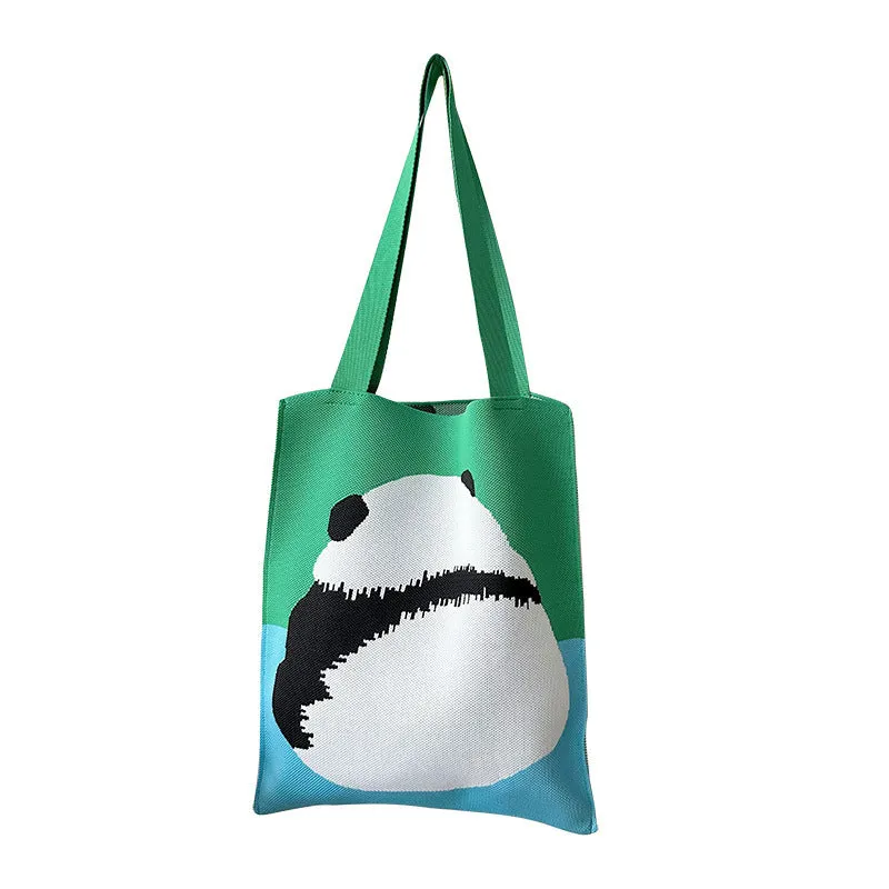 Design Cute Panda Knitted Korean Style Versatile Large Shoulder Bags