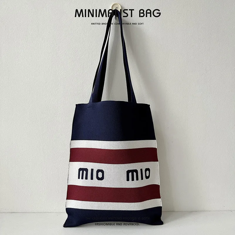 Design Cute Panda Knitted Korean Style Versatile Large Shoulder Bags