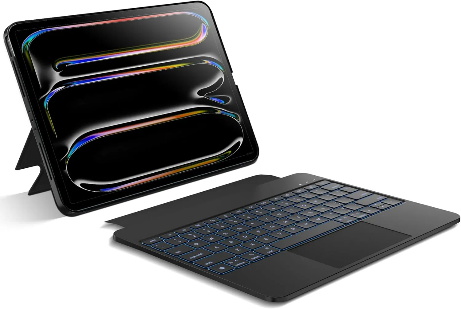 Detachable Keyboard Case for iPad Pro 13-inch M4 2024: Magnetic & Slim & Round Protective Cover with Trackpad, RGB Backlight