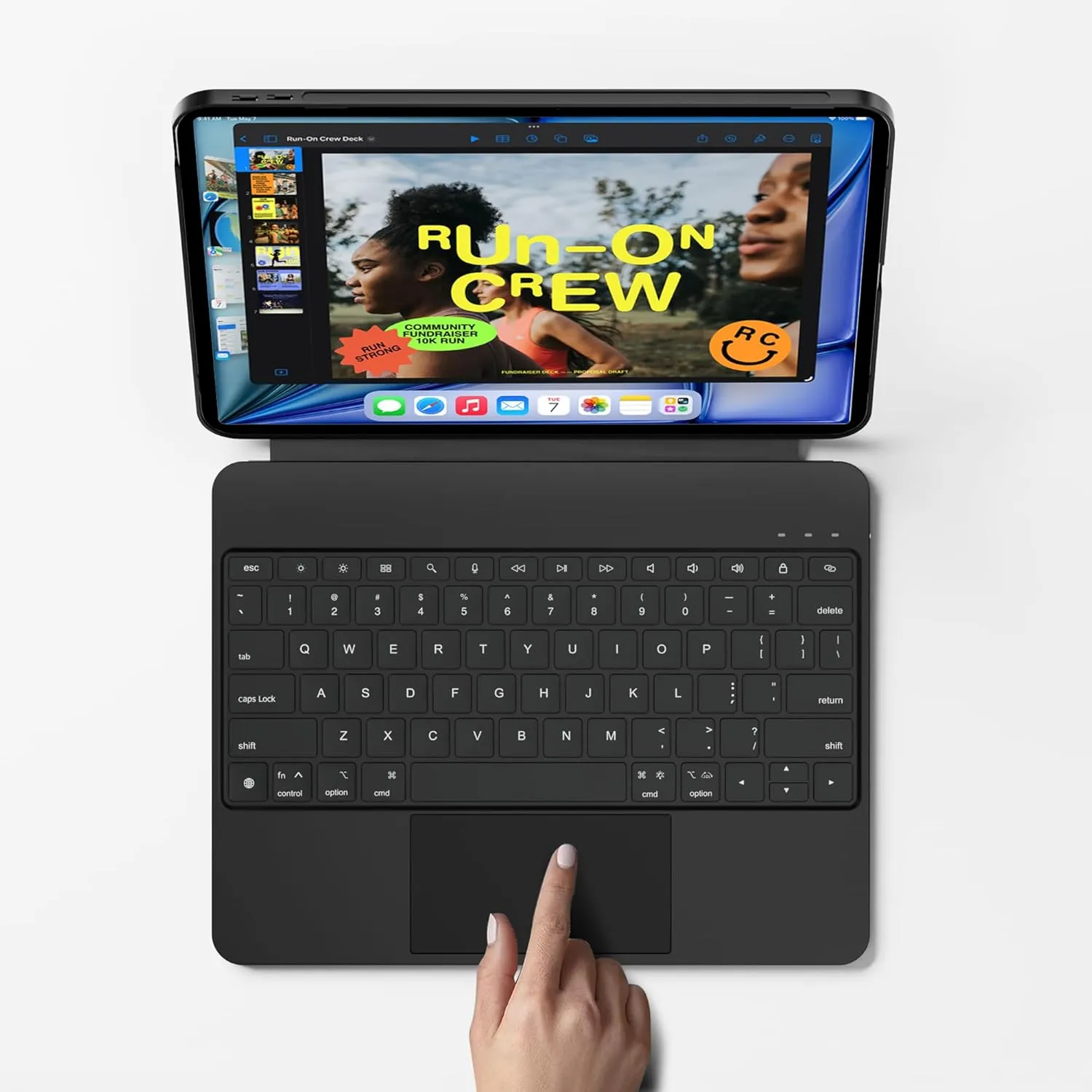 Detachable Keyboard Case for iPad Pro 13-inch M4 2024: Magnetic & Slim & Round Protective Cover with Trackpad, RGB Backlight