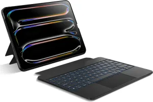 Detachable Keyboard Case for iPad Pro 13-inch M4 2024: Magnetic & Slim & Round Protective Cover with Trackpad, RGB Backlight