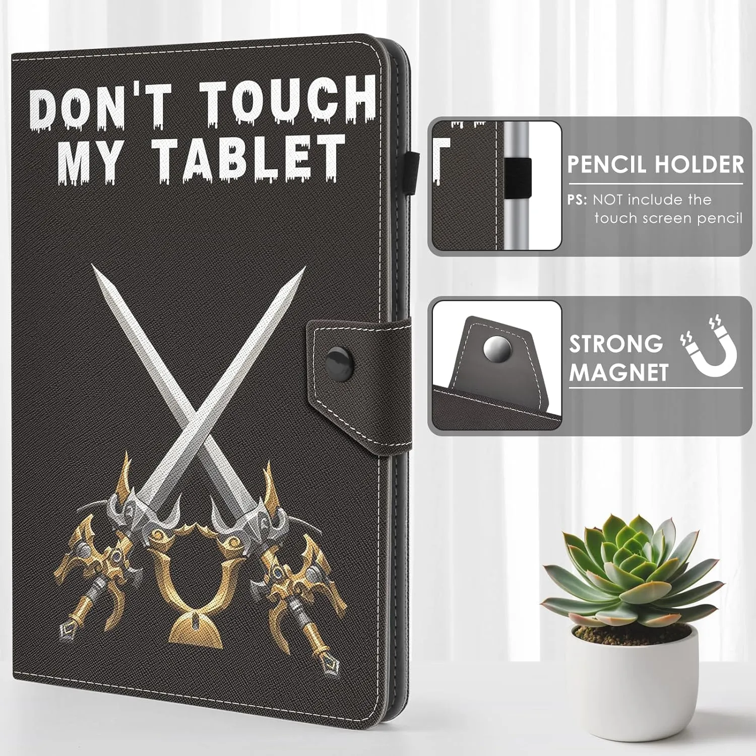 DETUOSI Universal 11 inch Tablet Case, 11.5 inch Tablet Cover, Travel Portable Protective Folio PU Leather Stand Shell Case【with 4 Fixed Rings】 for All Kinds of 11-12 inch Android/iOS/Windows Tablet