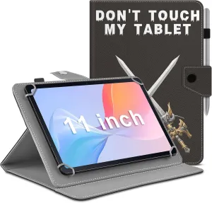DETUOSI Universal 11 inch Tablet Case, 11.5 inch Tablet Cover, Travel Portable Protective Folio PU Leather Stand Shell Case【with 4 Fixed Rings】 for All Kinds of 11-12 inch Android/iOS/Windows Tablet