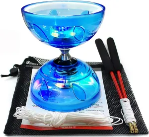 Diabolo Chinese Yoyo Set ,Triple Bearing Diabolo Chinese Yo-yos Juggling Toys Colorful LED Diabolo with Diablo Sticks, Diabolo String&Net Bag, Easier Start/ Faster/ Stable&Lasts Longer (LED)