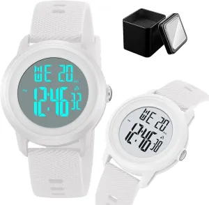 Digital LED Watch for Men and Women, Waterproof 50M Outdoor Wristwatch with Stopwatch, Countdown Timer, Alarm, Backlight, Comfortable Silicone Strap