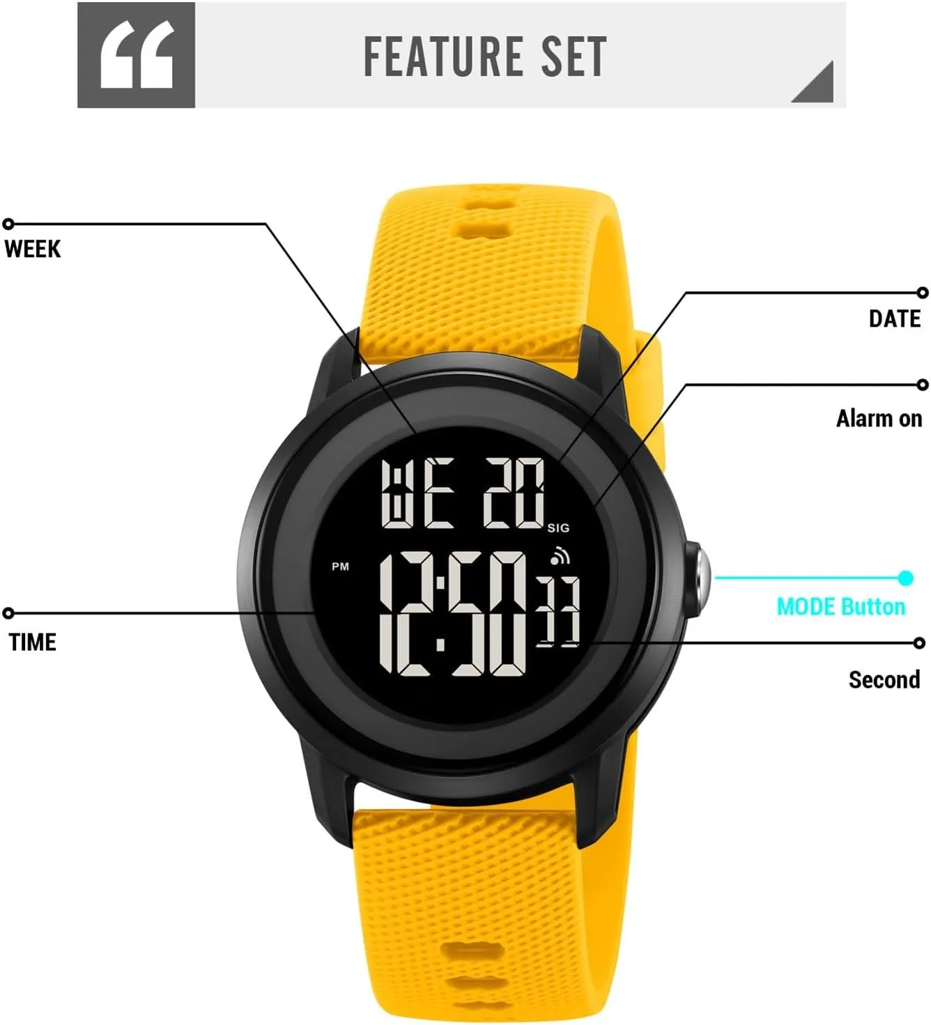 Digital LED Watch for Men and Women, Waterproof 50M Outdoor Wristwatch with Stopwatch, Countdown Timer, Alarm, Backlight, Comfortable Silicone Strap