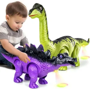 Dinosaur Toys, 2 Pack Electric Walking Dinosaur Toys for Kids 3-5 6 7 Years Old with LED Lights & Sounds & Roaring, Kids Toy Dinosaurs Birthday Party Favors Gift for Boys Girls