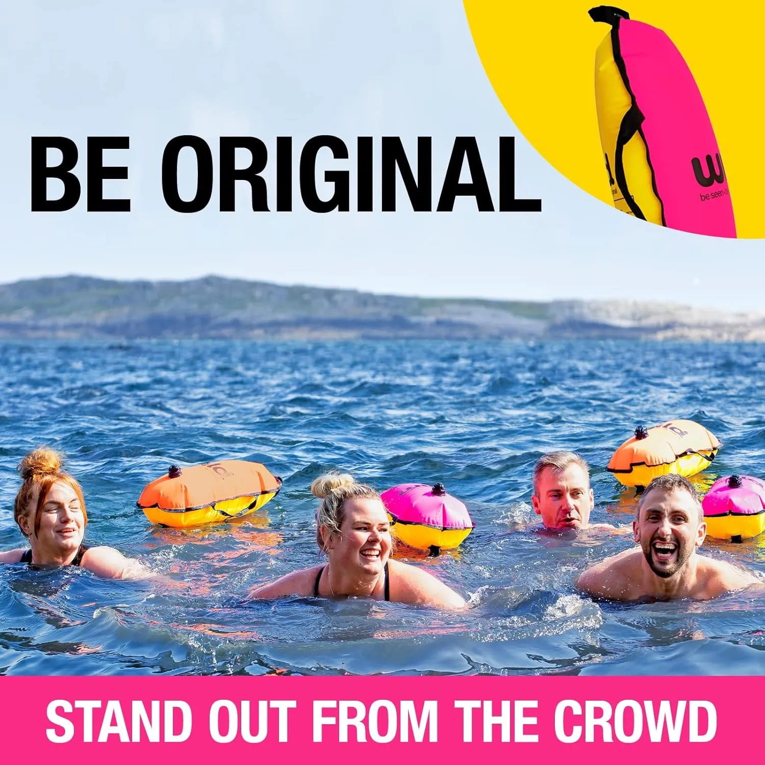 Dippy Divas and Dudes Wild Swim Buoy for Open Water Swimmers - Waterproof Tow Float Swim Bubble for Adults, Inflatable Snorkel Float Belt, Swimming Accessories