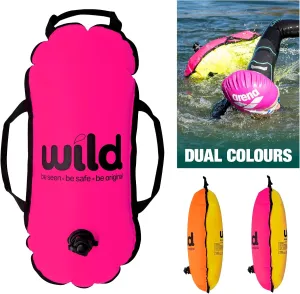 Dippy Divas and Dudes Wild Swim Buoy for Open Water Swimmers - Waterproof Tow Float Swim Bubble for Adults, Inflatable Snorkel Float Belt, Swimming Accessories