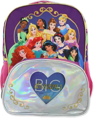 Disney Princess Girl's 16 Inch School Backpack Bag (One Size, Purple/Pink)