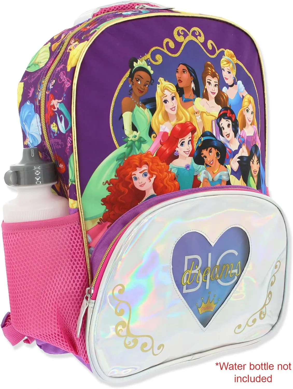 Disney Princess Girl's 16 Inch School Backpack Bag (One Size, Purple/Pink)