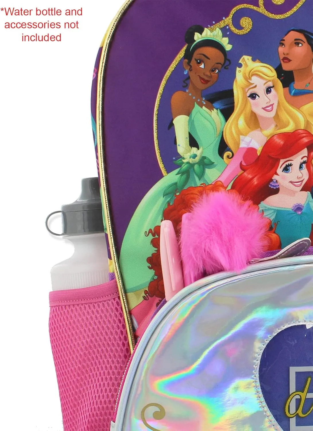 Disney Princess Girl's 16 Inch School Backpack Bag (One Size, Purple/Pink)