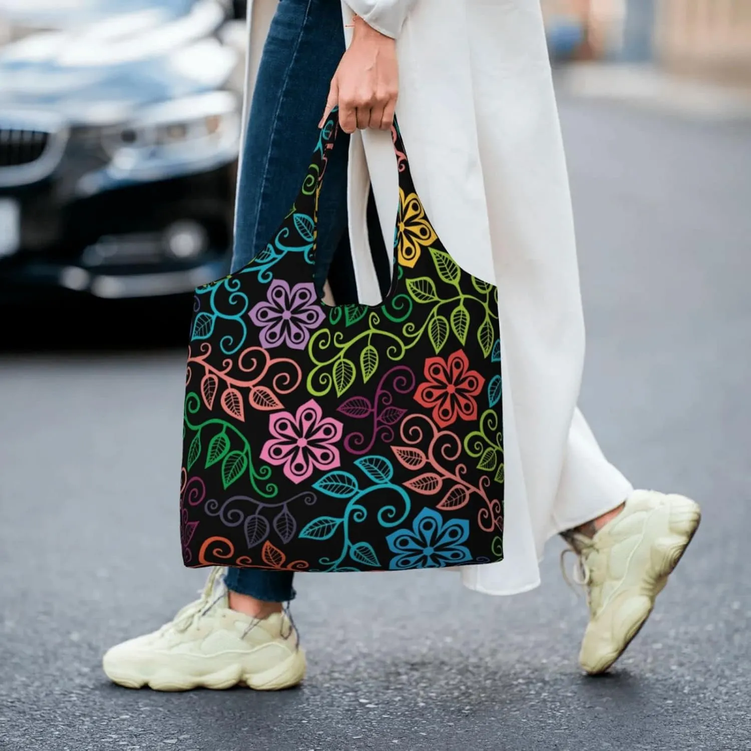 DKJlitter Fashion Canvas Tote Bag, Reusable Grocery Shopping Bag, Large capacity shopping bag Daily Utility Bag