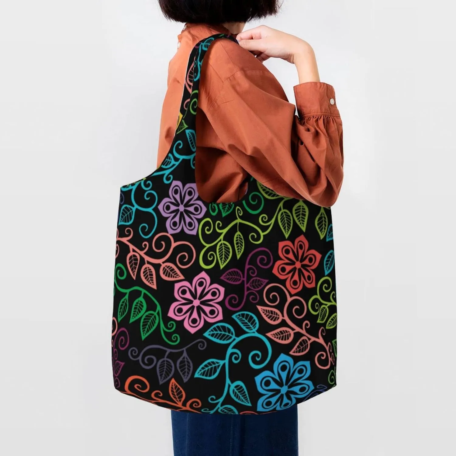 DKJlitter Fashion Canvas Tote Bag, Reusable Grocery Shopping Bag, Large capacity shopping bag Daily Utility Bag