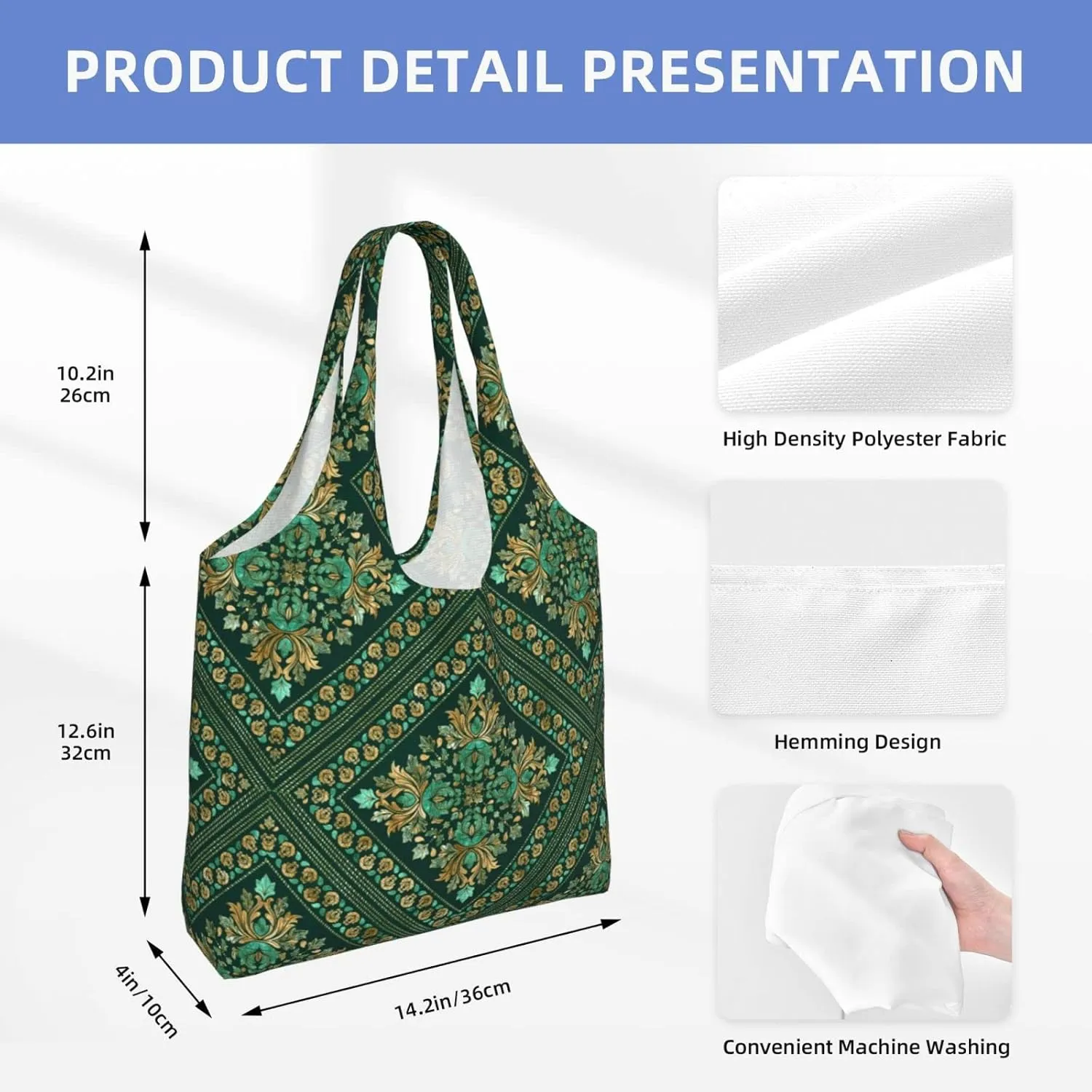 DKJlitter Fashion Canvas Tote Bag, Reusable Grocery Shopping Bag, Large capacity shopping bag Daily Utility Bag