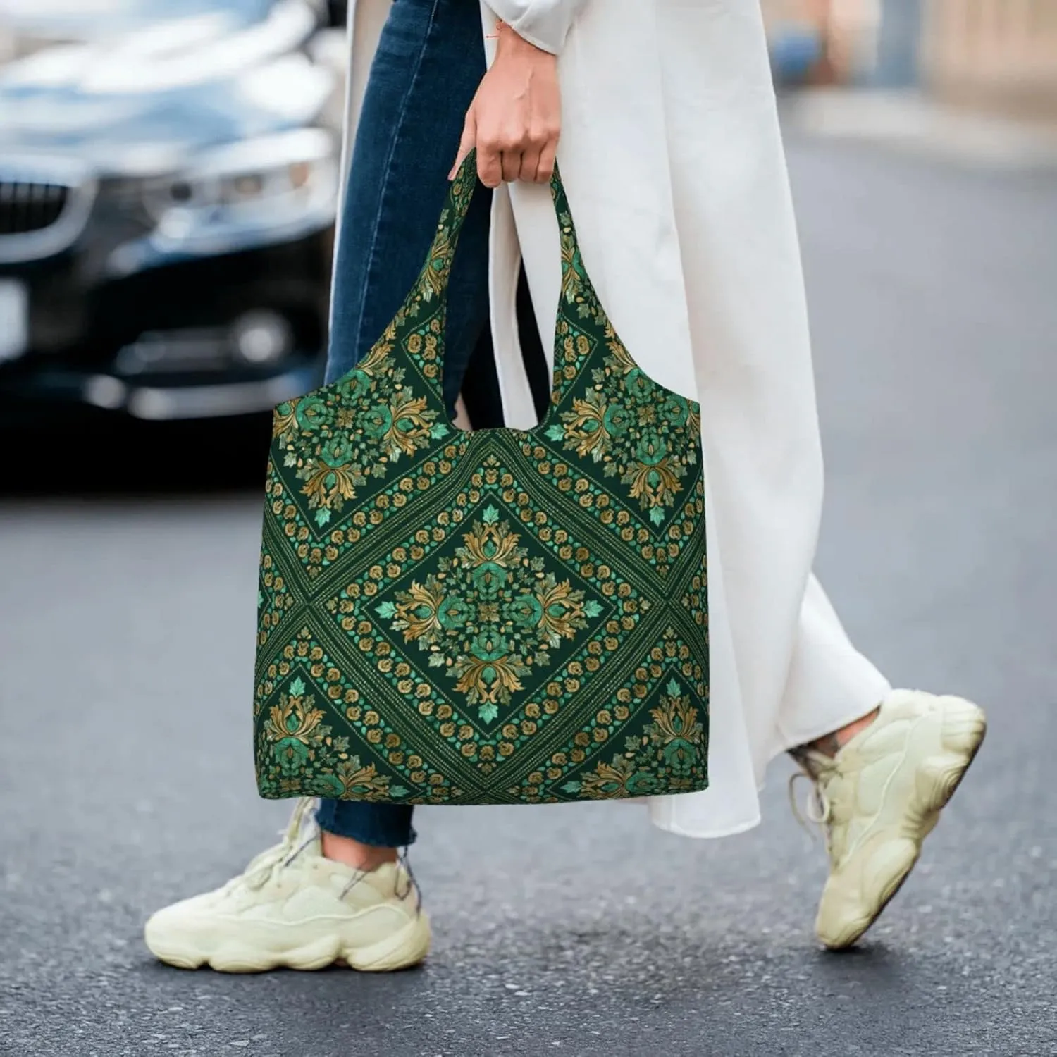 DKJlitter Fashion Canvas Tote Bag, Reusable Grocery Shopping Bag, Large capacity shopping bag Daily Utility Bag