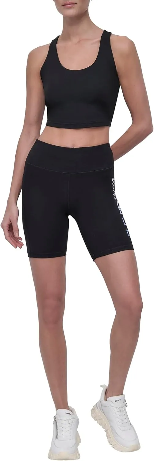 DKNY womens Ombre Logo Compression High Waisted Bike Short