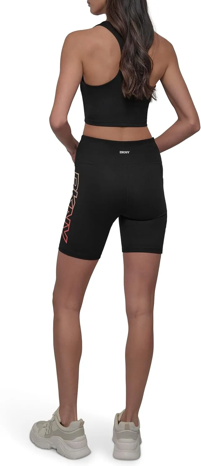 DKNY womens Ombre Logo Compression High Waisted Bike Short