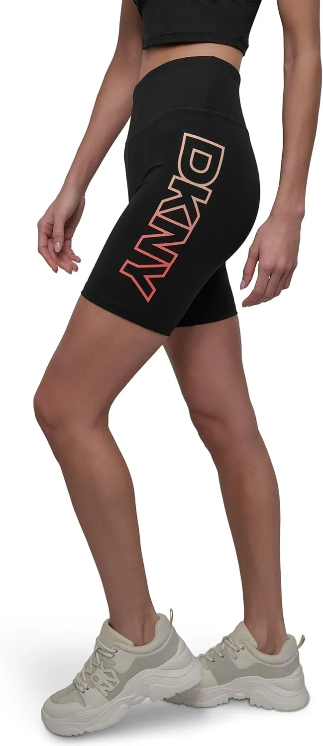 DKNY womens Ombre Logo Compression High Waisted Bike Short
