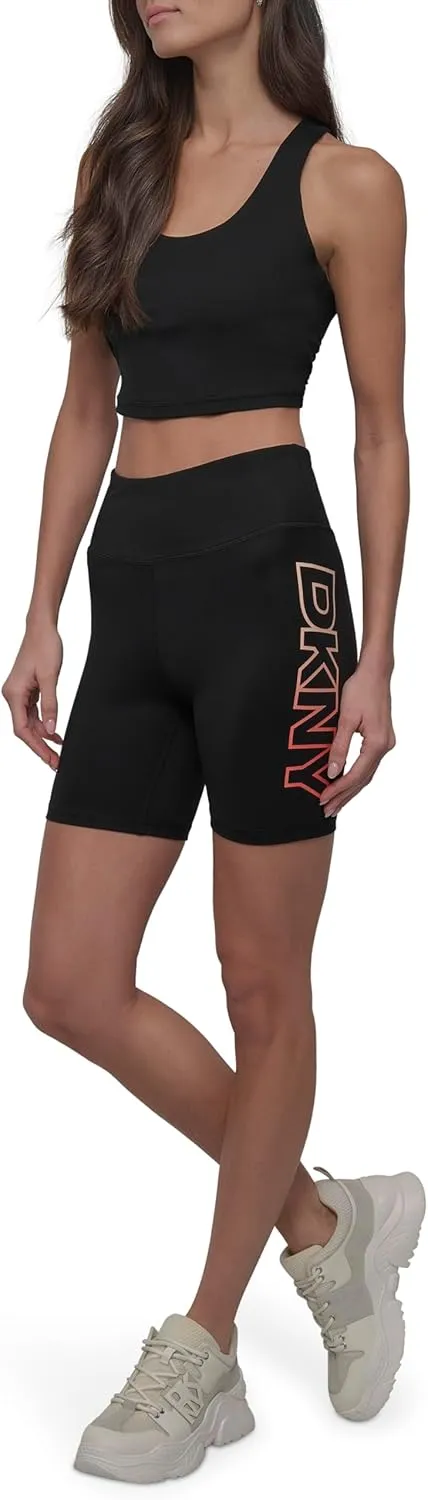 DKNY womens Ombre Logo Compression High Waisted Bike Short