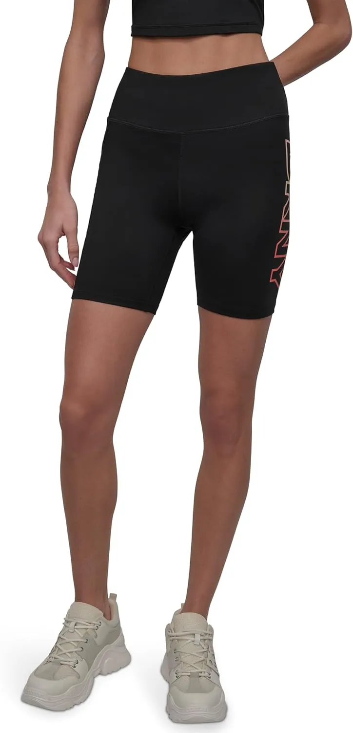 DKNY womens Ombre Logo Compression High Waisted Bike Short
