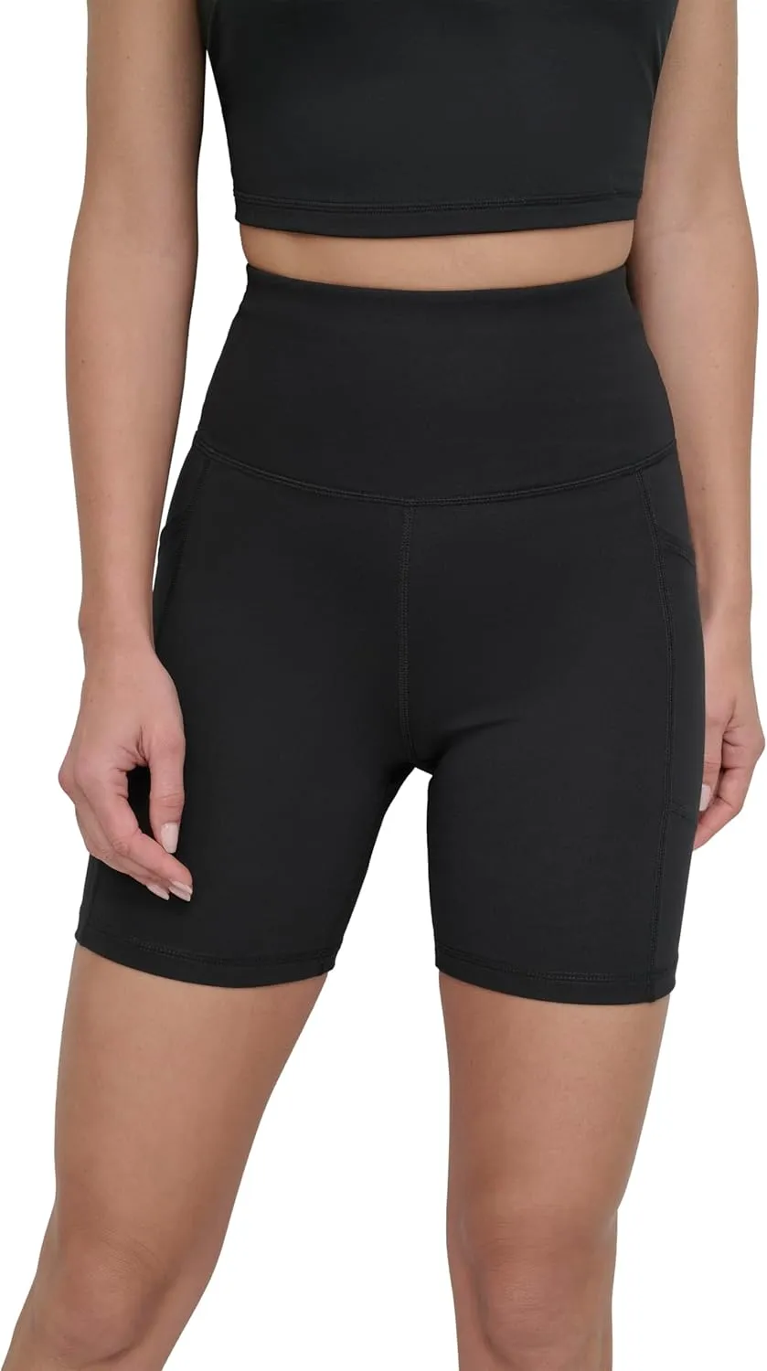 DKNY womens Super High Rise Pockets Compression 6" Basic Bike Short