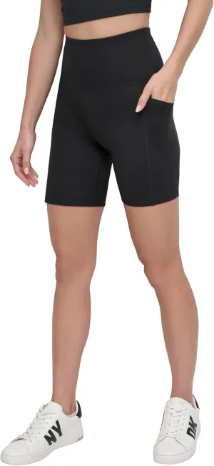 DKNY womens Super High Rise Pockets Compression 6" Basic Bike Short