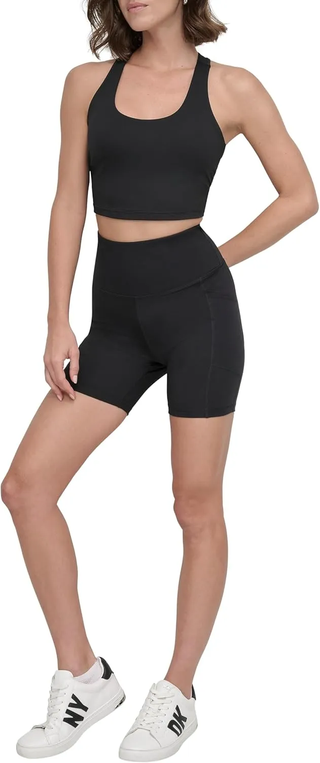 DKNY womens Super High Rise Pockets Compression 6" Basic Bike Short