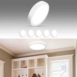DLLT Modern LED Flush Mount Panel Ceiling Light, 1400LM 18W Round Surface Mounted Ceiling Lights 5000K Wall Light Fixture for Closet, Kitchen, Hallway, Bathroom 5 Packs Lighting Daylight White