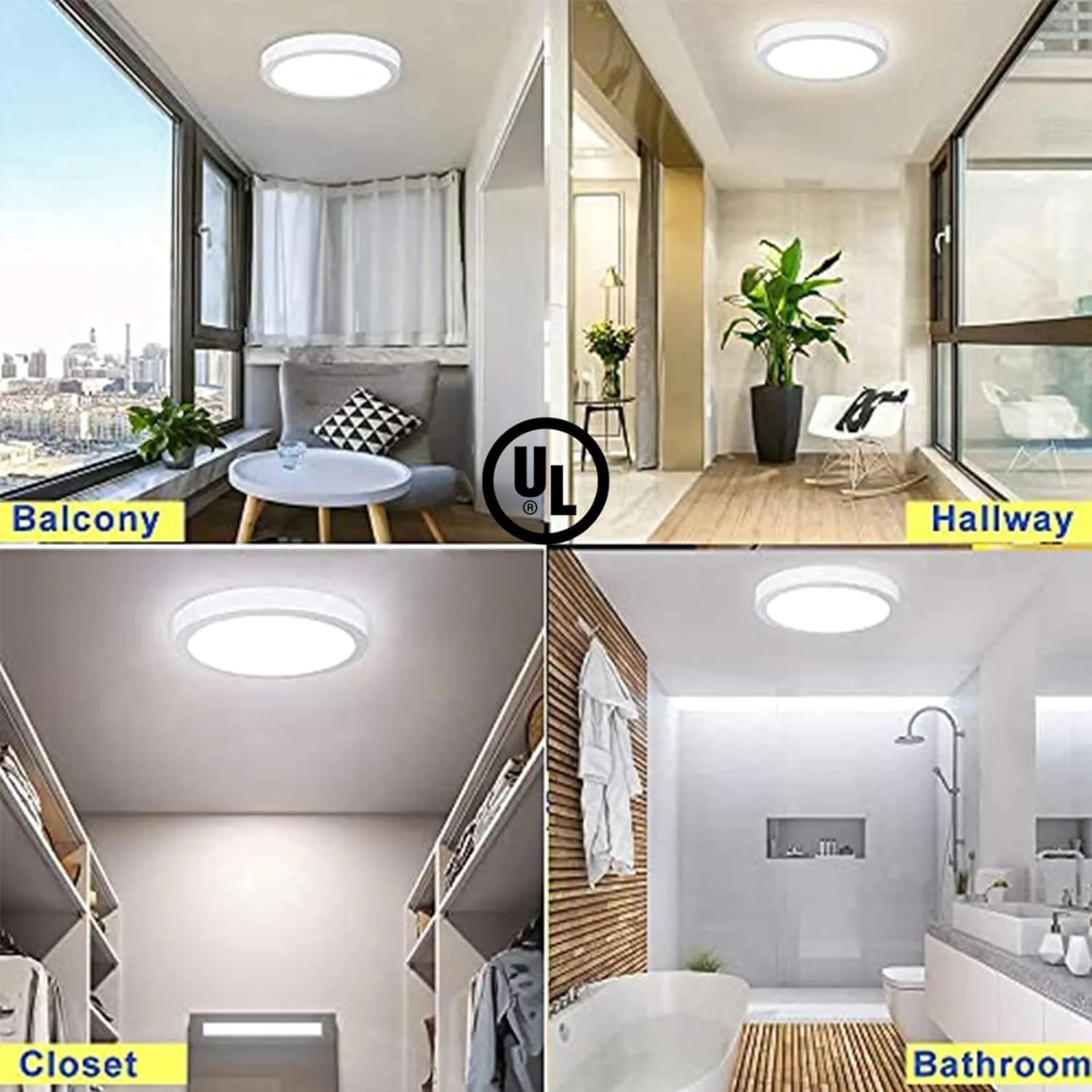 DLLT Modern LED Flush Mount Panel Ceiling Light, 1400LM 18W Round Surface Mounted Ceiling Lights 5000K Wall Light Fixture for Closet, Kitchen, Hallway, Bathroom 5 Packs Lighting Daylight White
