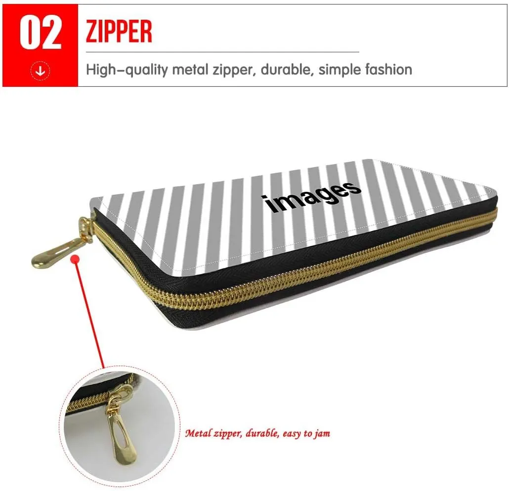 doginthehole Personalized Customized Fashion Women Wallet Zip Around Clutch Ladies Travel Coin Purse